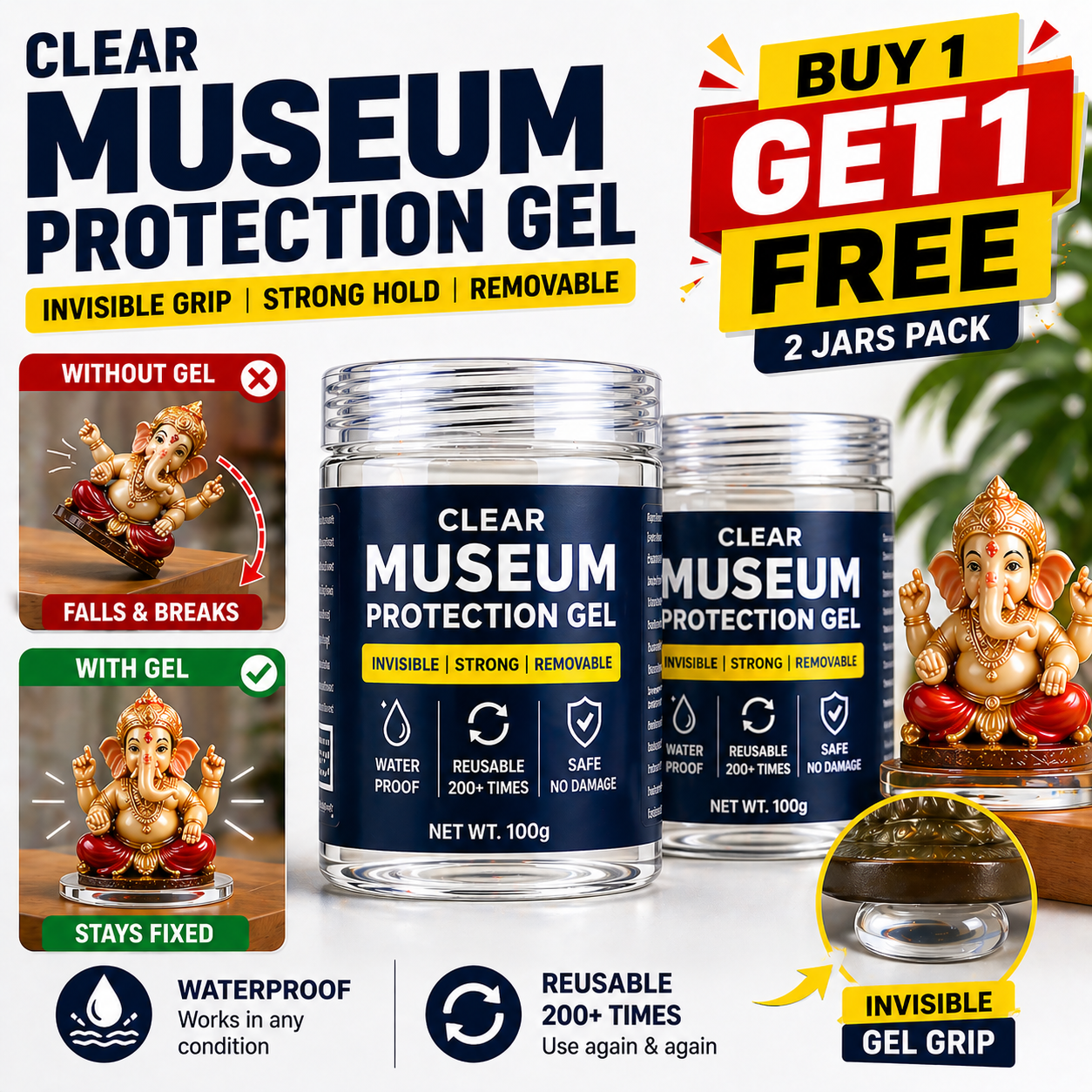 Reusable Anti-Slip Adhesive Clear Gel "BUY 1 GET 1 FREE"